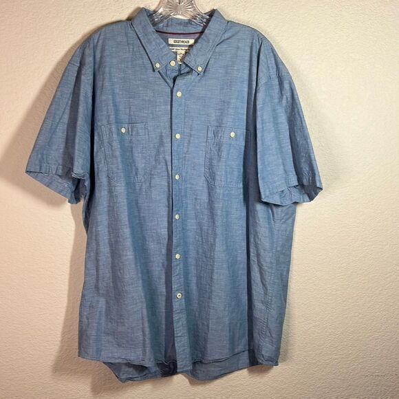 Goodthreads Blue Short Sleeves Button Down Shirt Men’s XXL Standard Fit Cotton - Picture 1 of 6